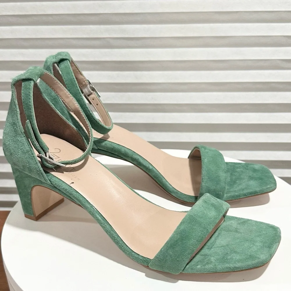 🌸27 EDIT NATURALIZER 🌸 Iriss Emerald Suede Ankle Strap Block Heels Size: 8 - Picture 8 of 11